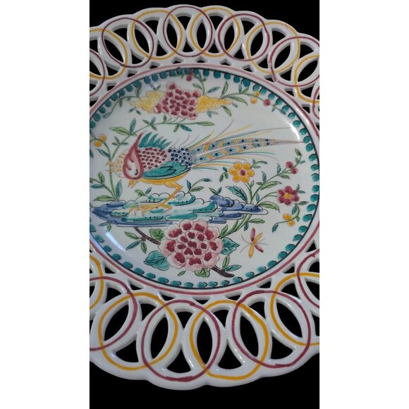 Hand-Painted Portugal Decorative Plate With Bird & Floral Design Outeiro Agueda - Picture 10 of 10